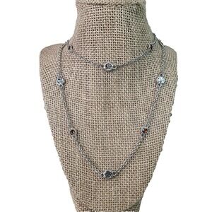 Judith Ripka Couture Sterling Silver & Citrine 35" JR Initials Necklace! 188